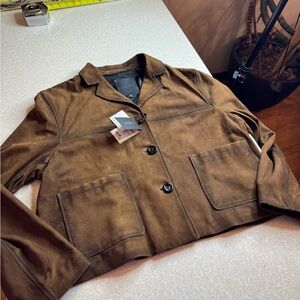 Massimo Dutti Brown Suede Leather Jacket XL NWT